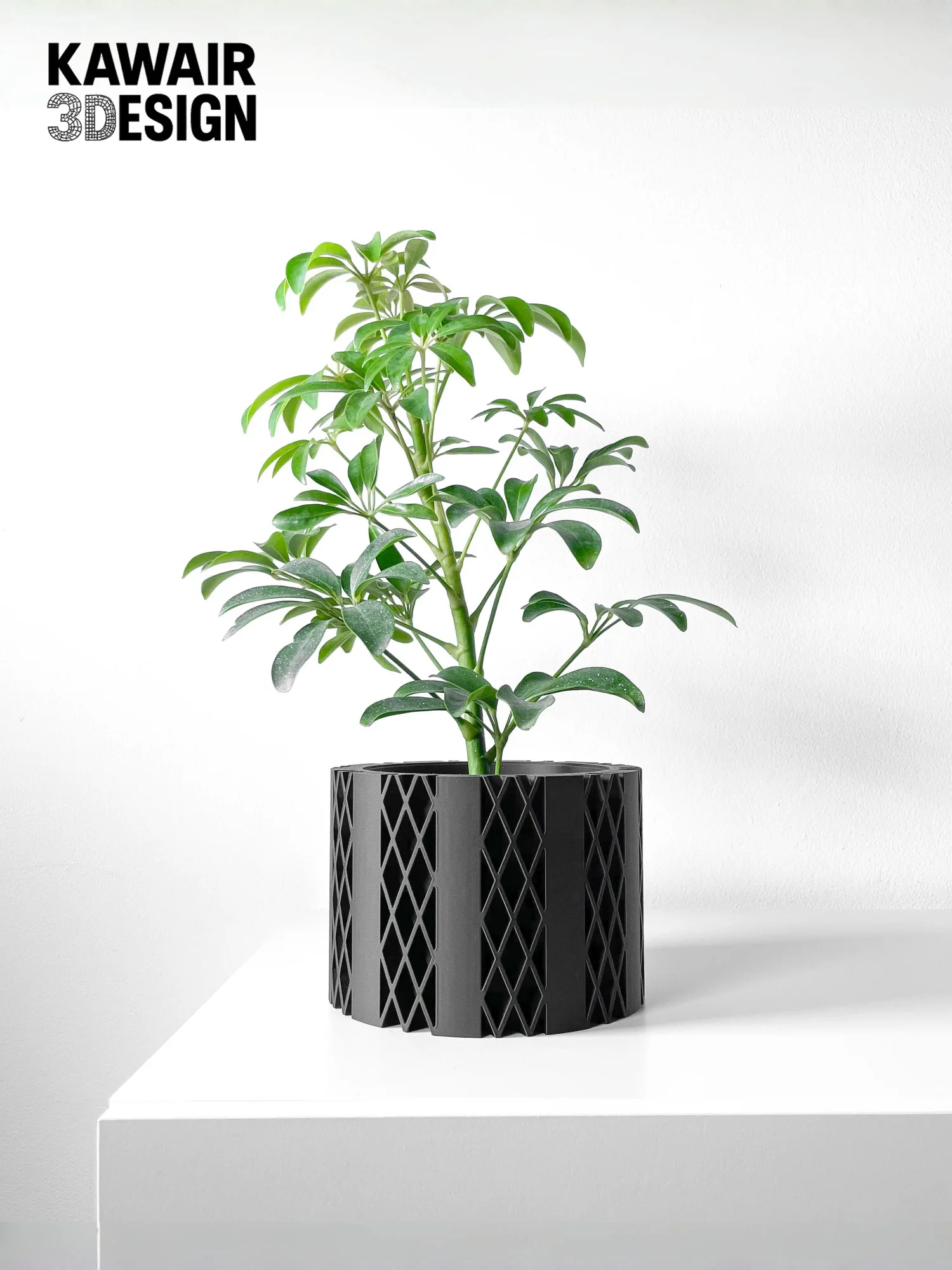 Modern 3D Printed Flower Pot Rhombus Square Texture Line Detail Home Decor Eco-Friendly pots for plants