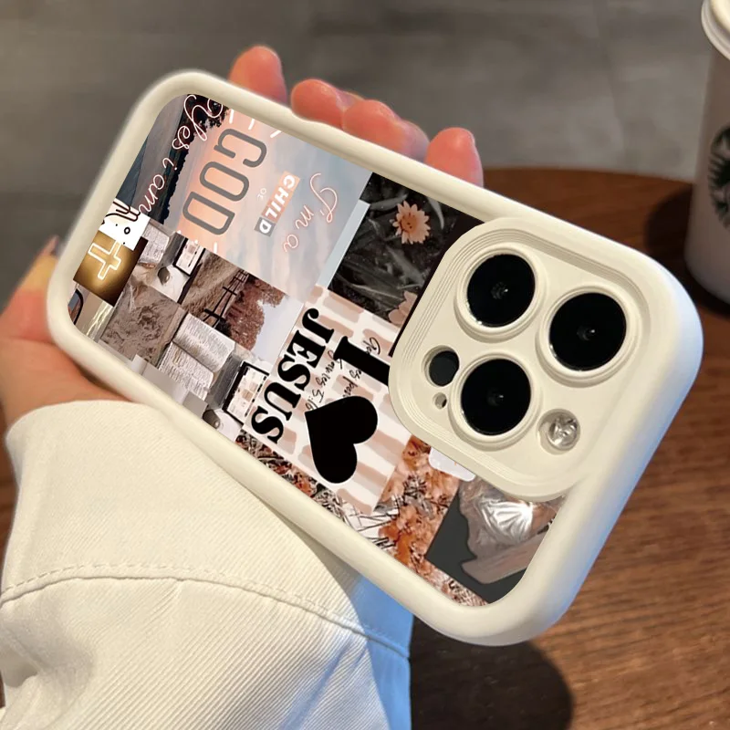 Jesus Collage Pattern Thick Shockproof Phone Case For iPhone 16 Pro Max 16 15 13 14 12 11 Pro Max X XR XS 7 8 16 Plus SE2 Cover view 4