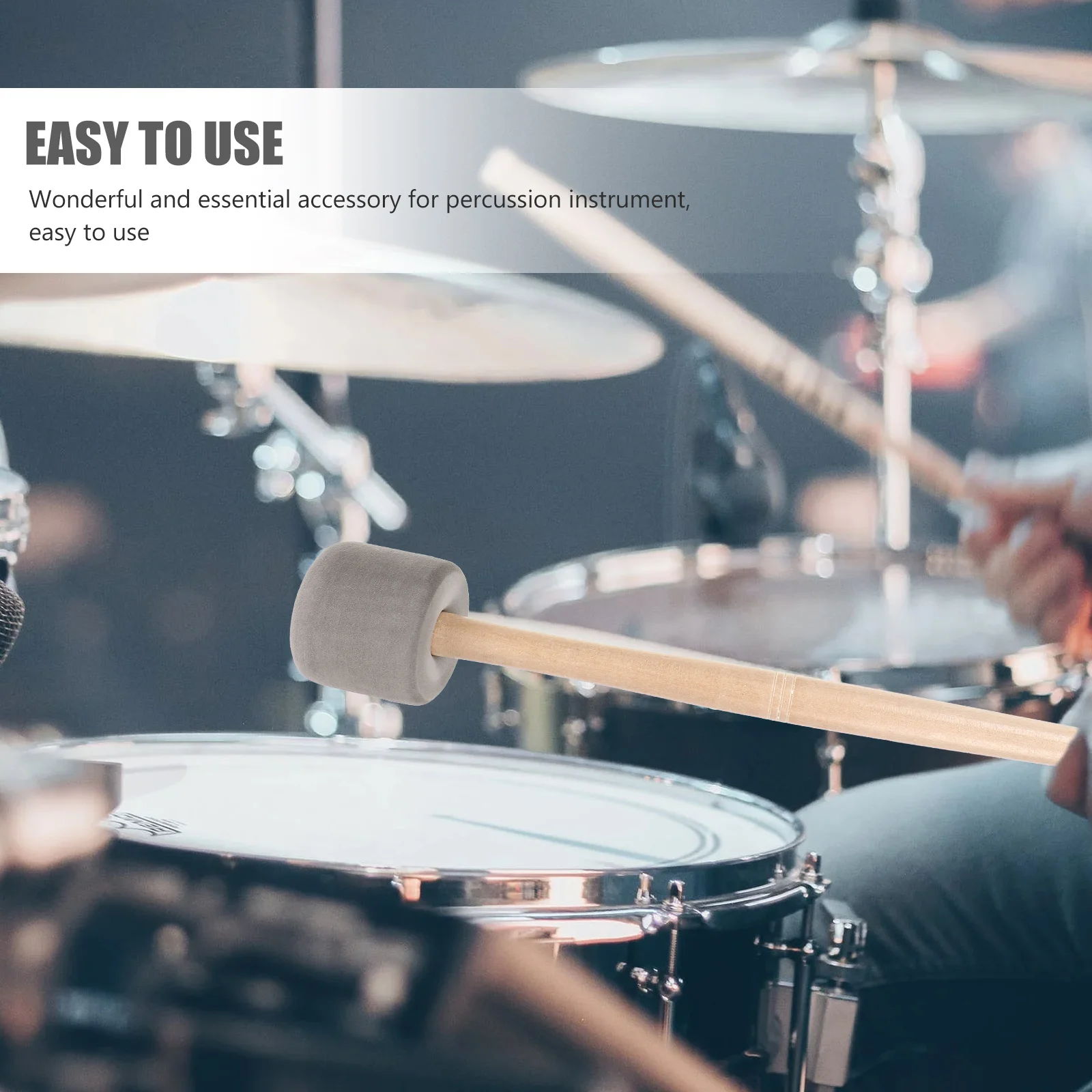 

2pcs Wood Handle Drum Mallets Sticks For Bass Drum Percussion Instrument Accessory Foam Head Replacement