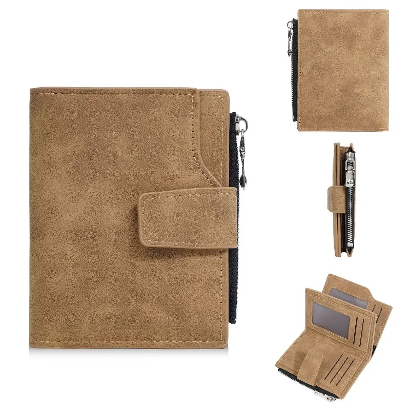 Baellerry Men's Short Wallet High-Quality Zipper Card Holder Photo Organizer Simple Small Male Purse Brand Money Clip