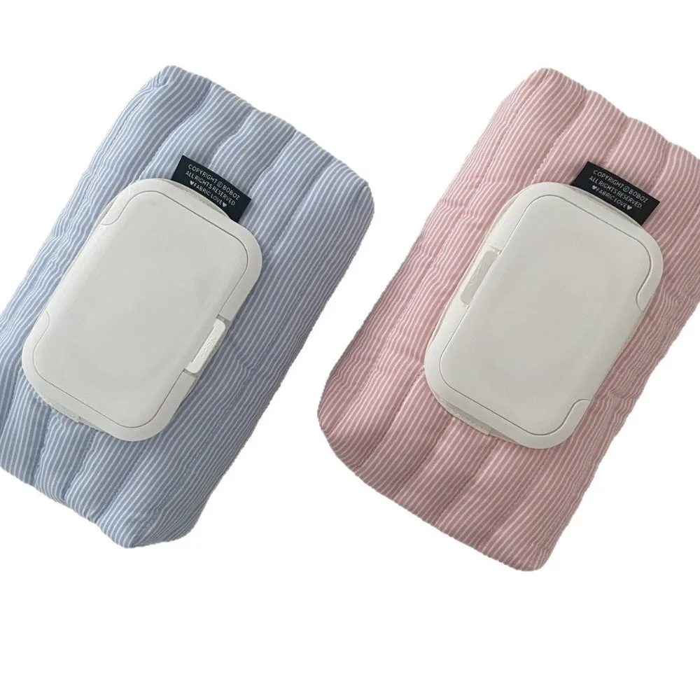 Pochette matelassée rayée de haute qualité pour lingettes humides, étui portable à tiroir pour lingettes, boîte à mouchoirs multifonctionnelle pour voiture, organisateur de salon