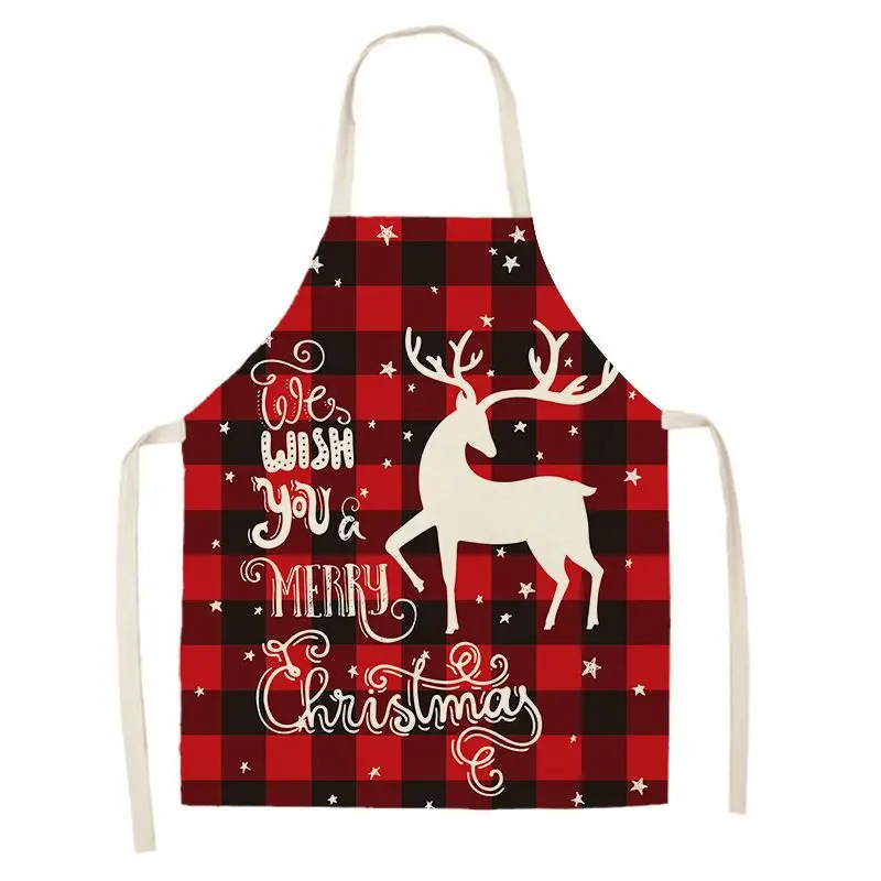 Christmas decoration apron anti-fouling and oil-proof cotton linen kitchen restaurant cooking baking bib