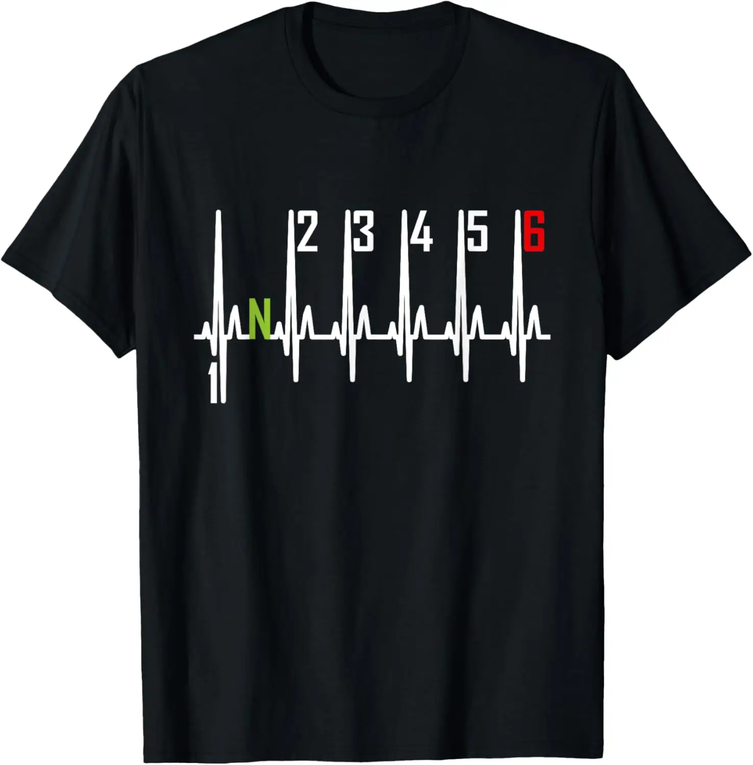 6 Speeds Gear Shift Manual Transmission Heartbeat Art Racing T-Shirt