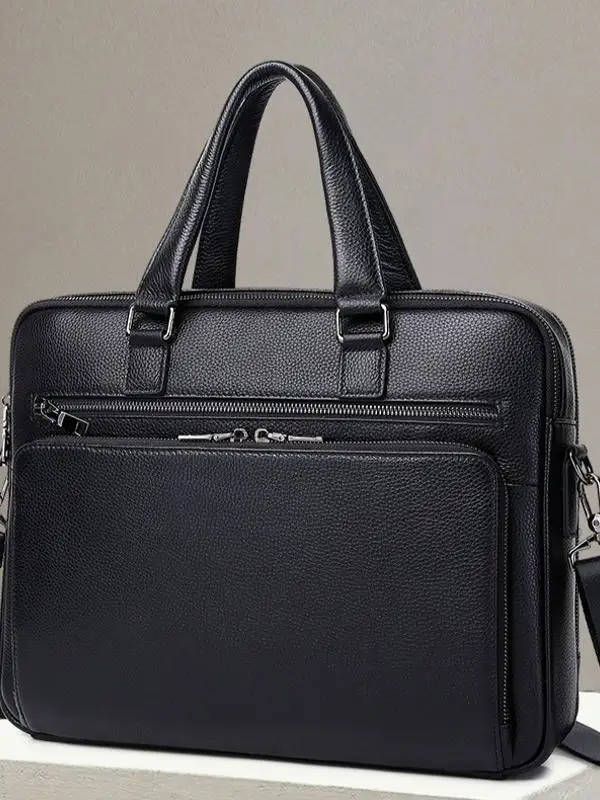 

High Capaci Leather Briease Luxury Busin Handheld Cuter Bag Wear-resistant Genuine Leather Handbag Busin Premium...