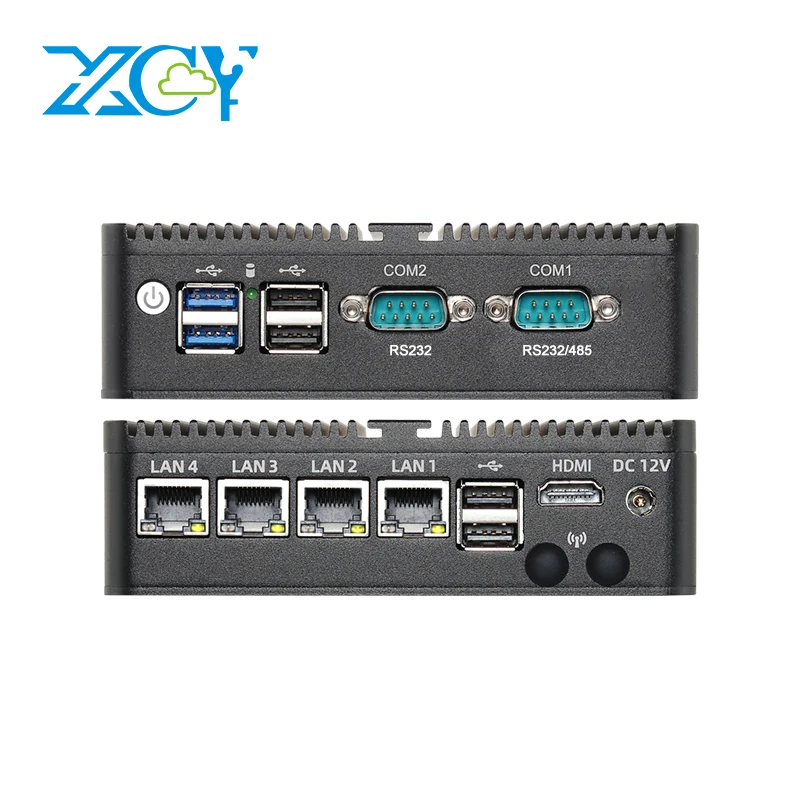 XCY Fanless Mini PC Intel N150 J4125 J6412 J1900 N2830 N5105 4x 2.5G Ethernet Thin Client PC Support Windows Linux Pfsense