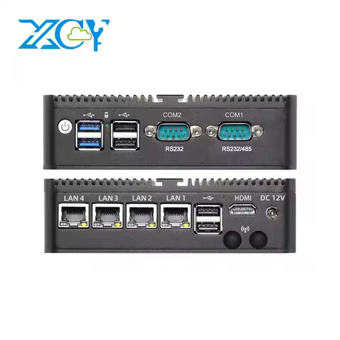 XCY Fanless Mini PC intel N150 J4125 J6412 J1900 N2830 N5105 4x 2.5G Ethernet Thin Client PC Support Windows Linux Pfsense