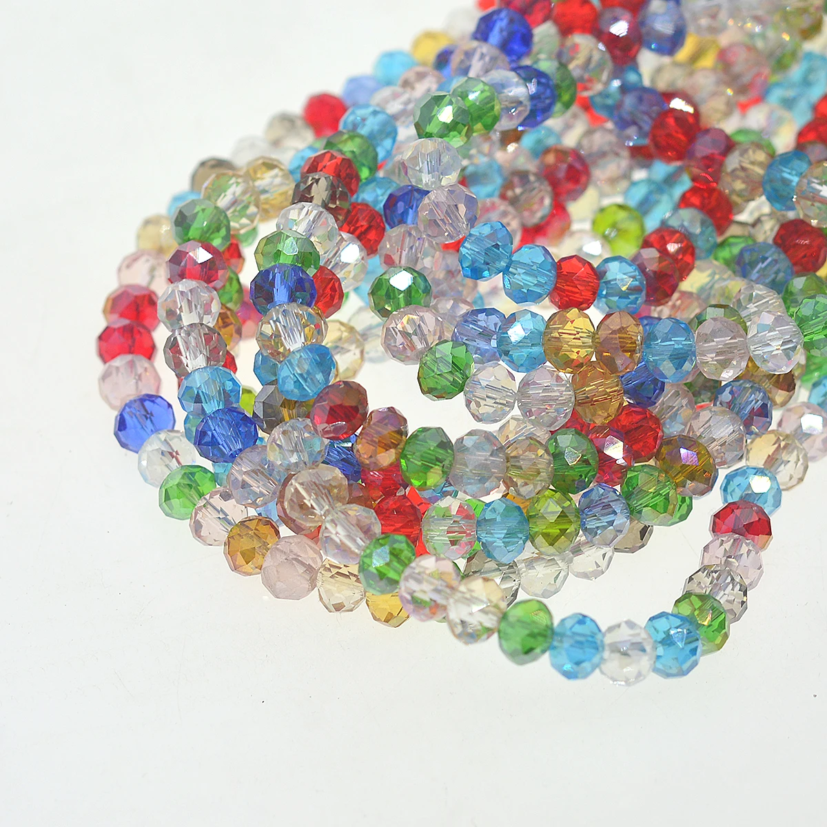 4x6mm AA red pink white aqua green randomly mixed facet cyrstal glass rondelle Loose Beads 15''Jewelry DIY Making