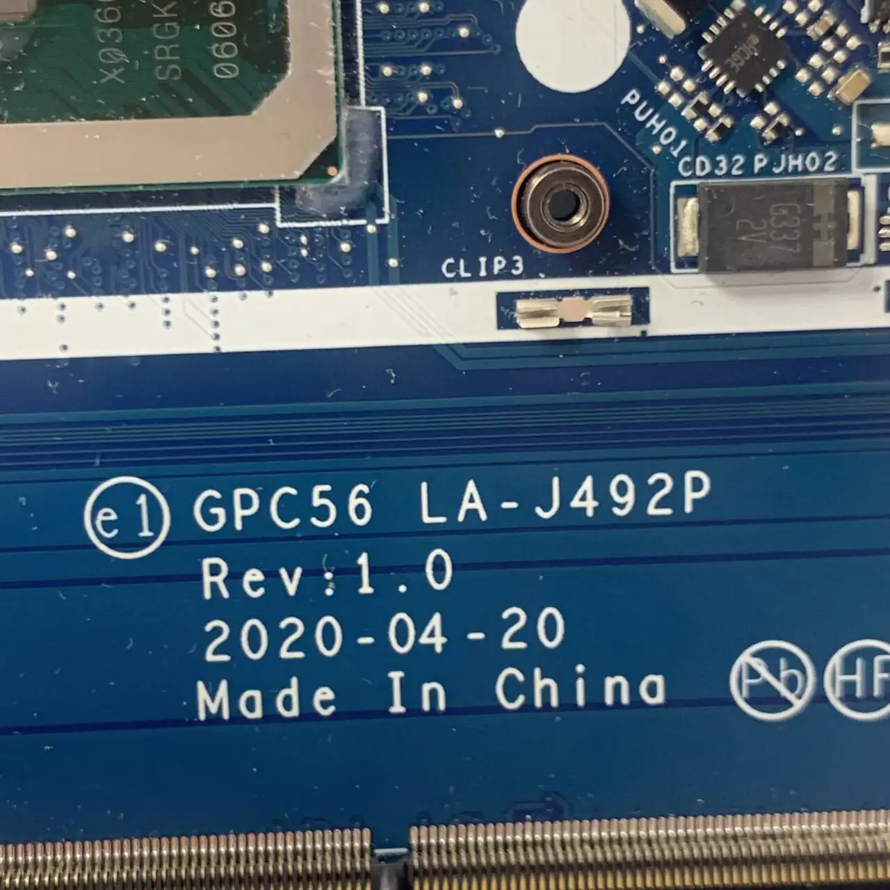

For HP 15-E 15T-E 15T-ED000 Laptop Motherboard GPC56 LA-J492P Mainboard With SRGKW I7-10510U N17S-G3-A1 MX330 100%Full Tested OK
