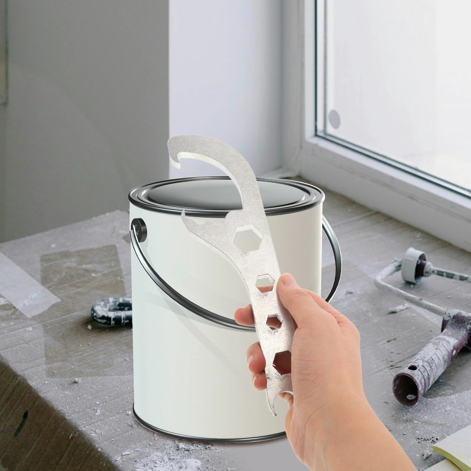 

Multifunctional Bucket Opener Strong Iron Build Portable Lid Remover Wrench for Paint Glue Oil Barrels Efficient Easy Use