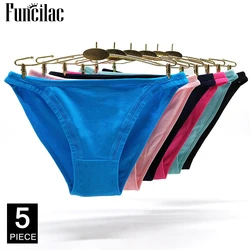 Sexy Briefs Cotton Basic Underwear Women Everyday Low Waisted Breathable Transparent Panties Ladies Knickers M L XL 5 Pcs/lot