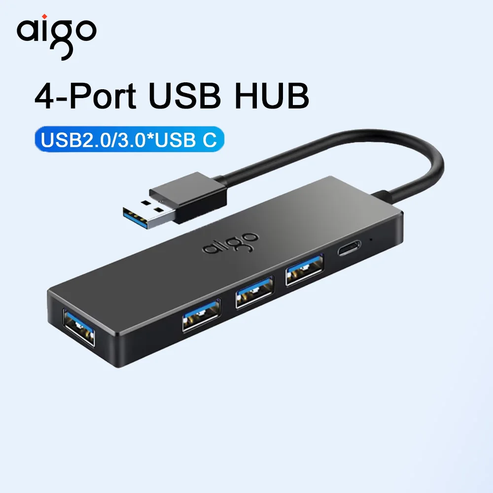 AIGO High Speed 4 Ports USB 3.0 2.0 Hub USB Port USB 3.0 HUB Portable Hub USB Splitter fo Xiaomi Macbook Air Laptop PC Tablet