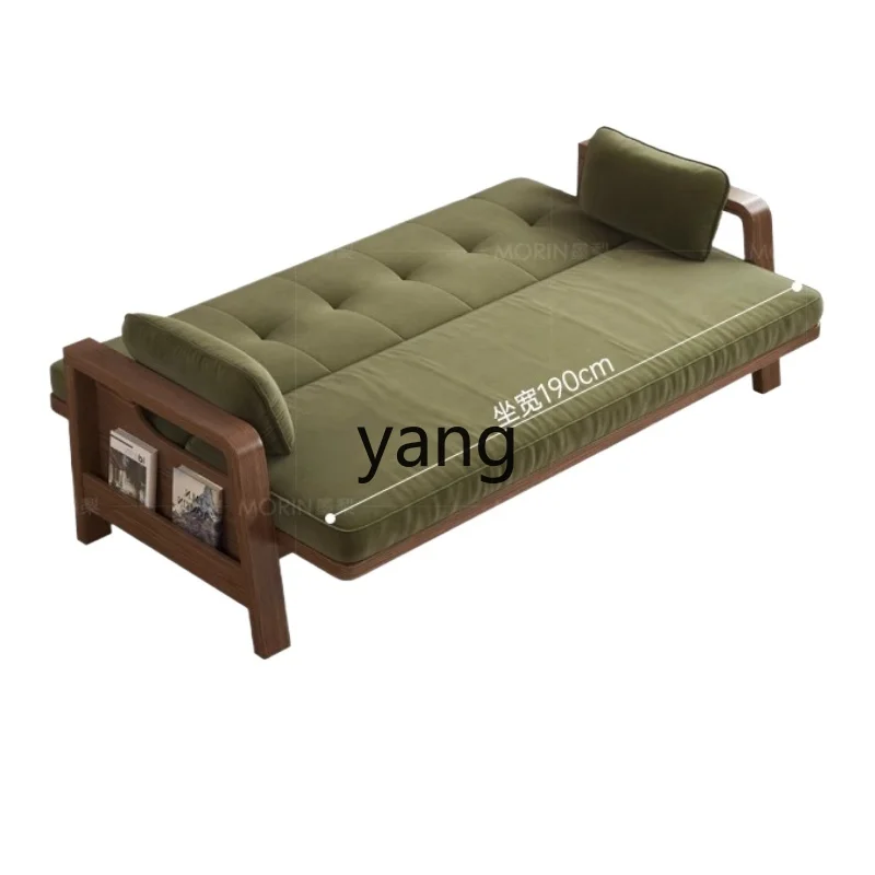 

ZJJ Chinese solid wood sofa living room small apartment winter and summer dual-purpose foldable bed solid sofa