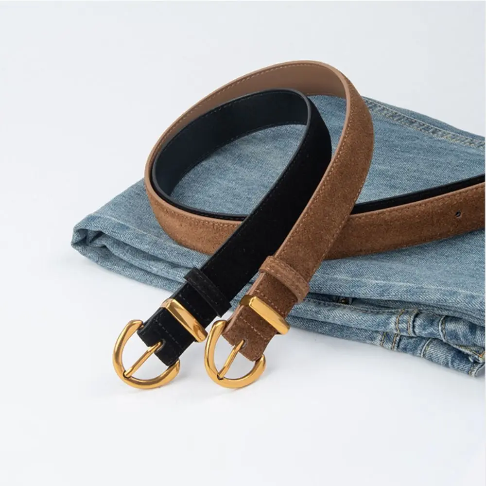 Women Luxury Design Suede Leather Belt Trendy Casual Business Waist Strap Versatile Pin Buckle Waistband