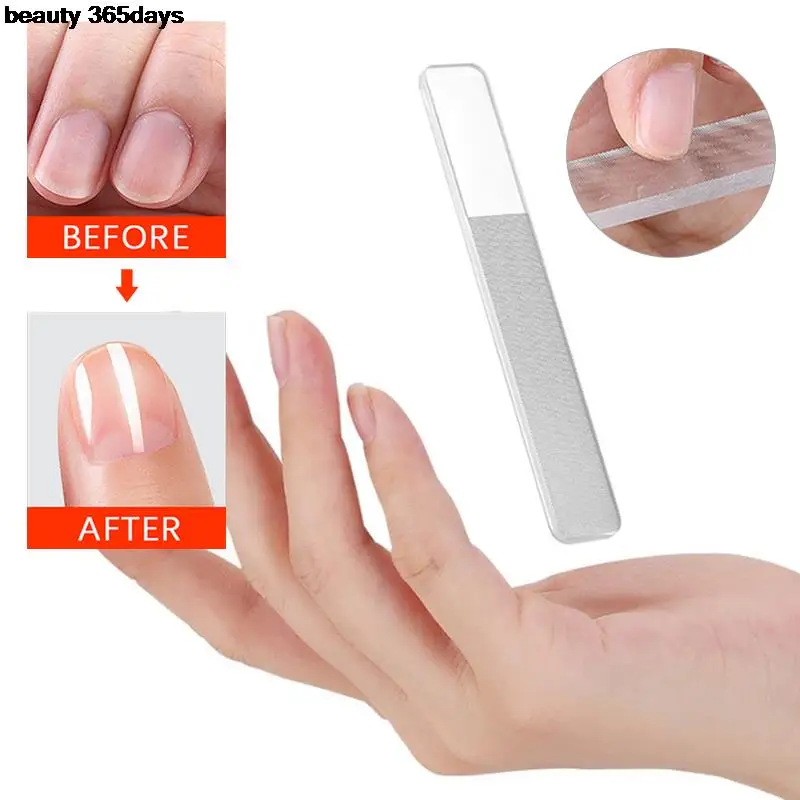 Nail File Women Buffing Transparent Sanding Polishing Durable Crystal Nail Buffer Shine Polisher For Natural Fingernails Toenail