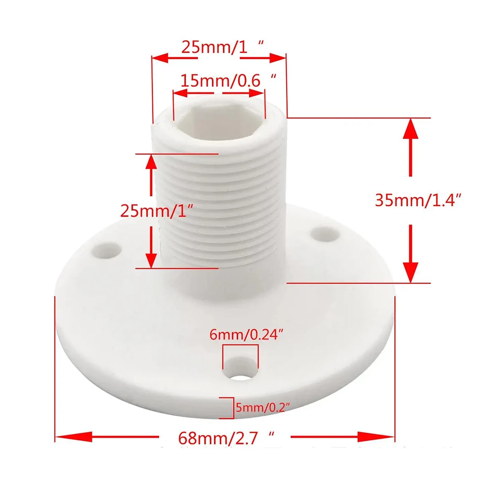 1pc 25mm Antenna Base Mount Male Thread Marine Antenna Base Mount Nylon Antenna Base Mount Boat Parts Deck Cabin Hardware