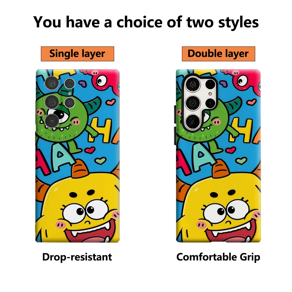 Funda de teléfono Cheeky Monster HA HA Party para Samsung Galaxy S25 Ultra S24 S23 Ultra Plus, funda trasera brillante de doble capa