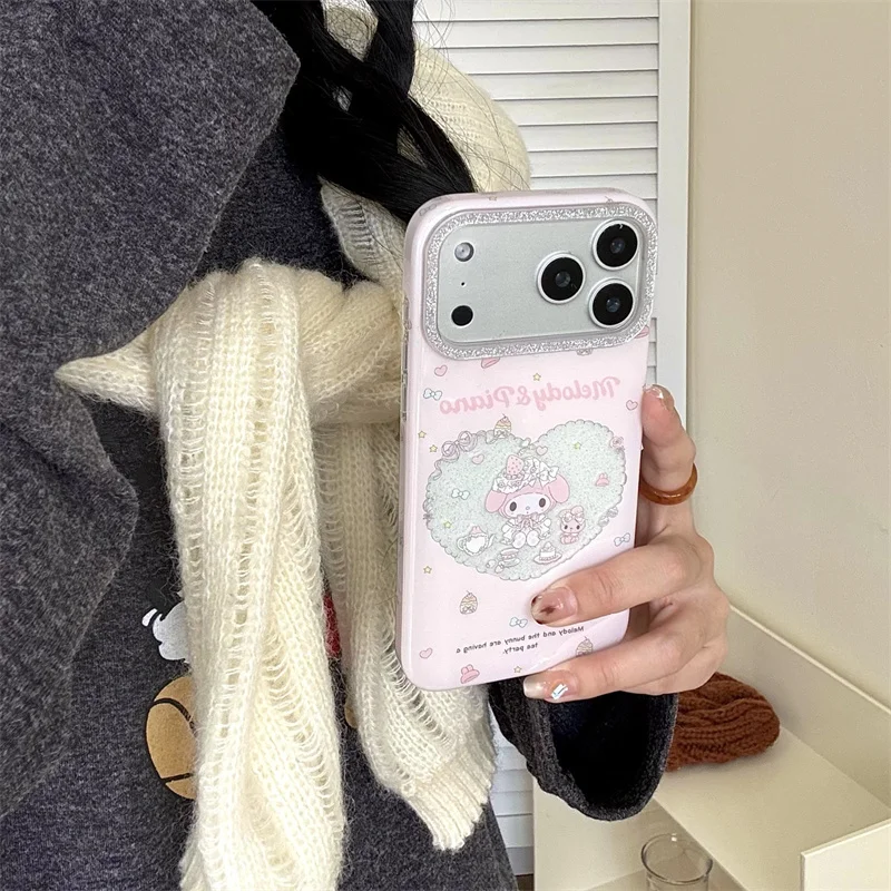 

Fashion Pink Saniro Molody Flower Phone Case For iPhone 16 Pro 14 15 17 Pro Max Cover Shockproof Protective Cases For Apple 16Pr