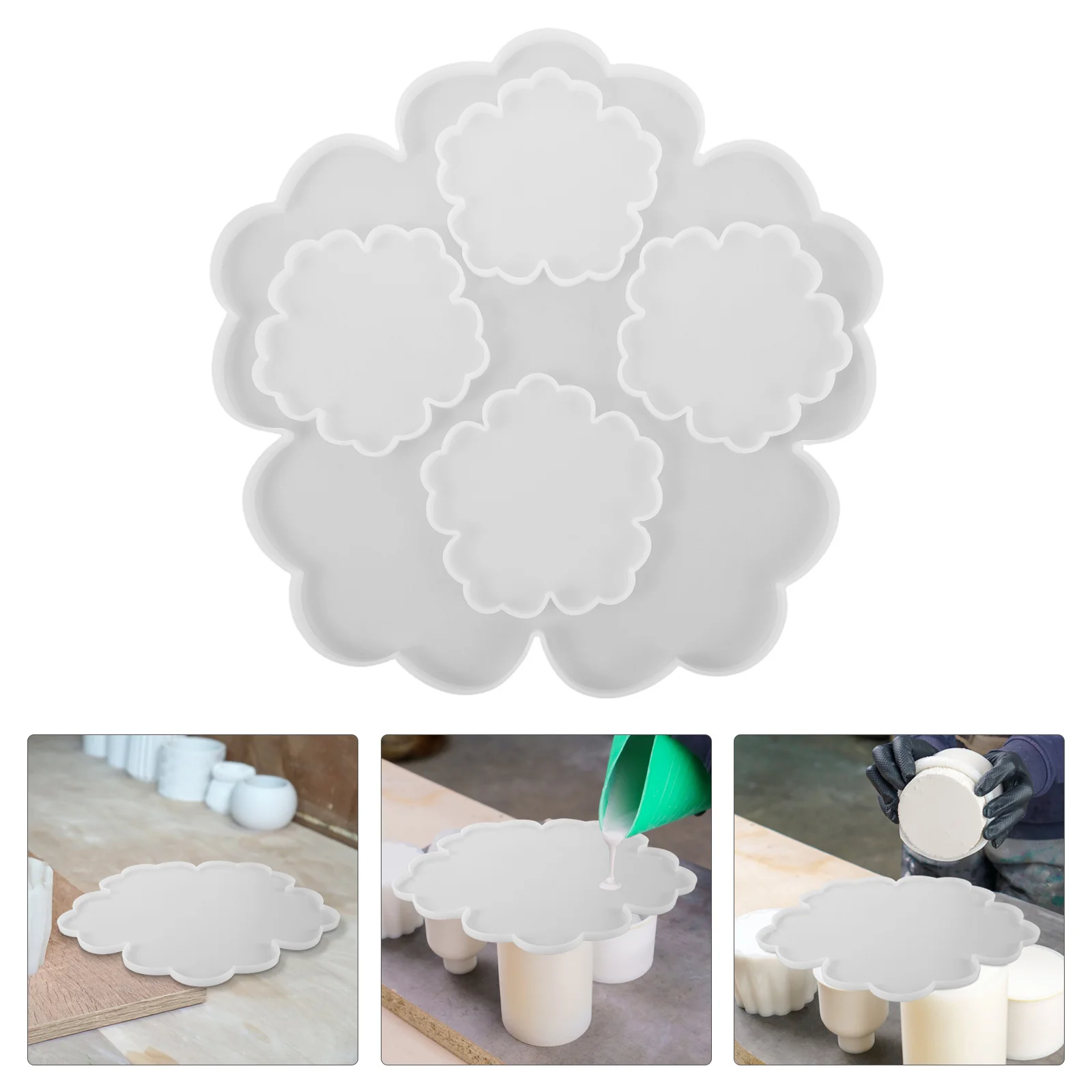 

1Set Silicone Flower Resin Molds Set Floral Coaster Tray Mold for DIY Epoxy Resin Handmade Crafts Flower Rensin Mold