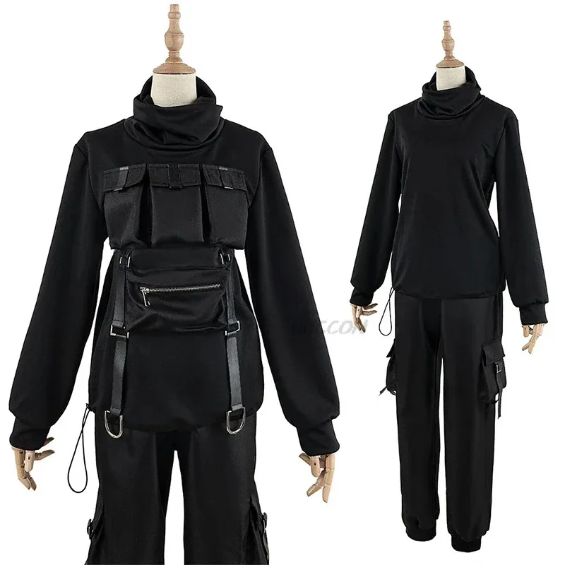 لعبة مشروع Sekai VBS تأثيري Shinonome Akito تأثيري حلي البدلة جميع البدلة السوداء شعر مستعار أسود أغطية الرأس ل تأثيري أنيمي