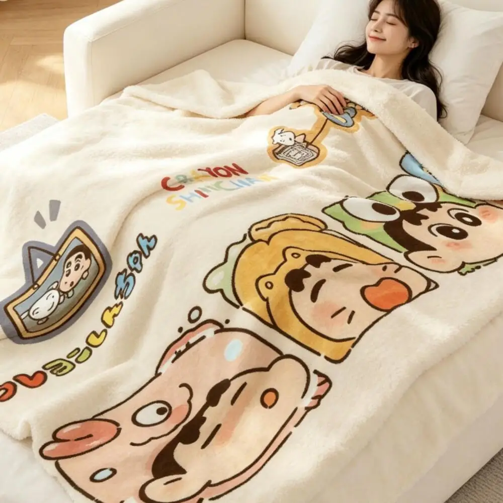 Cartoon Crayon Shin-Chan Nap Blanket Cute Shawl Anime Summer Thin Flannel Air Conditioning Blanket Student Lunch Break Blanket