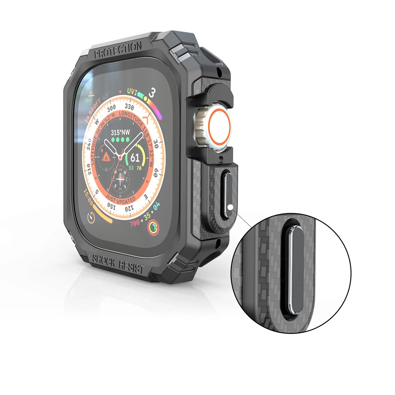 Funda de fibra de carbono de 49MM para reloj, cubierta Ultra hueca, parachoques protector resistente, accesorios de carcasa protectora Ultra para iWatch, sin pantalla