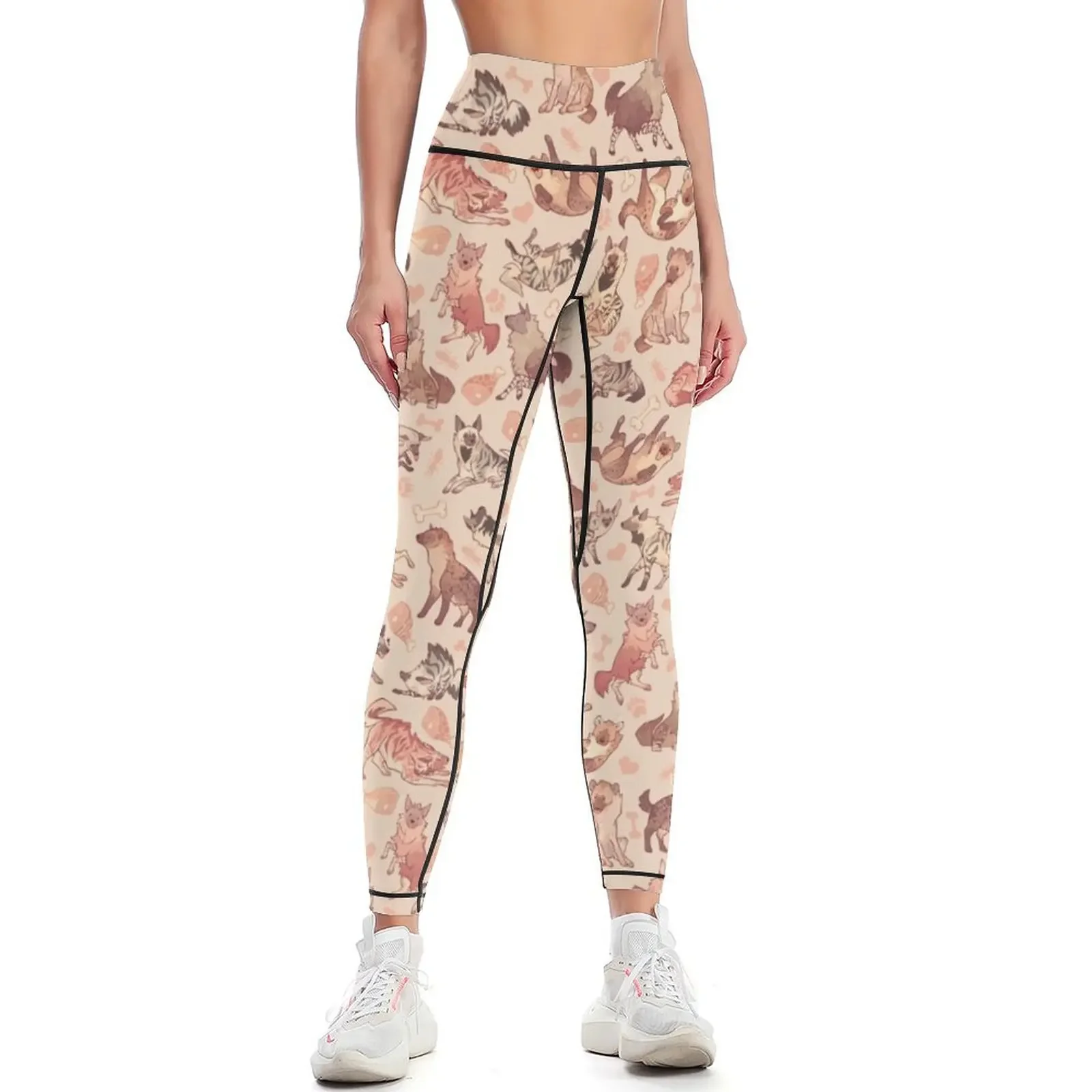 

Hyenas in creamy orange Leggings Women's high waist gym sportswear woman Women's tights sports tennis for Womens Leggings