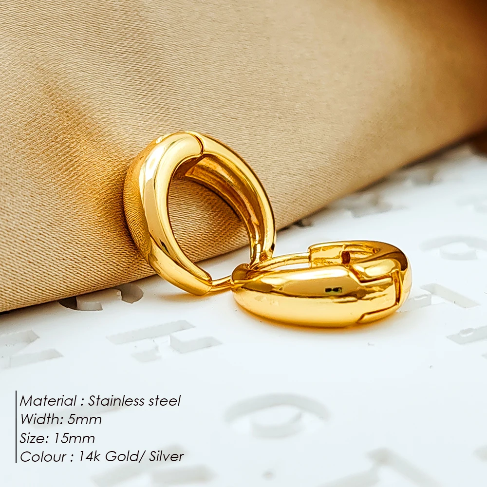 St-Delan Stainless Steel Chunky Hoop Earrings for Women Men Thick Huggie Hoops Minimalist Jewelry