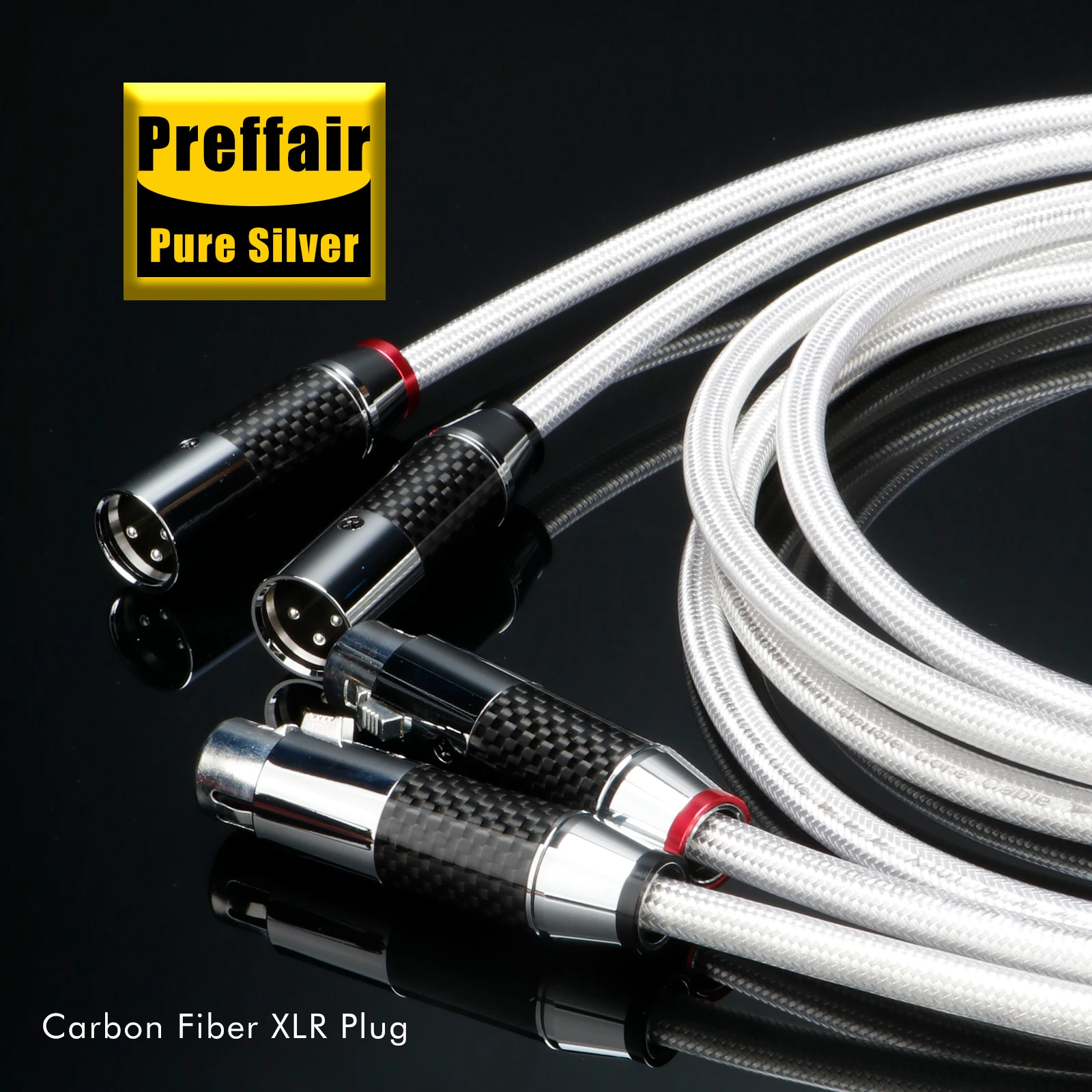 Rca Cable HiFi 5N Pure Silver Rca Male to Male Cable 18AWG Solid PSS Pure Silver Core Rca Audio Cable Carbon Fiber Plug preffair