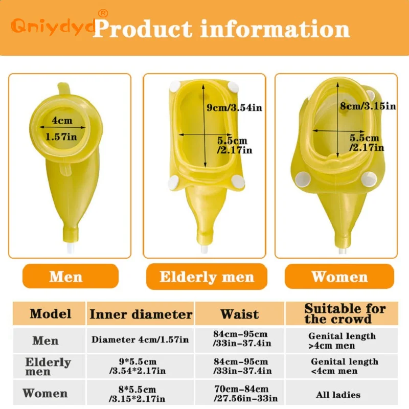 Portable Urinal Collector Soft and Removable With 1000ml Drainage Bag for Male and Female Bedridden Incontinent Patients