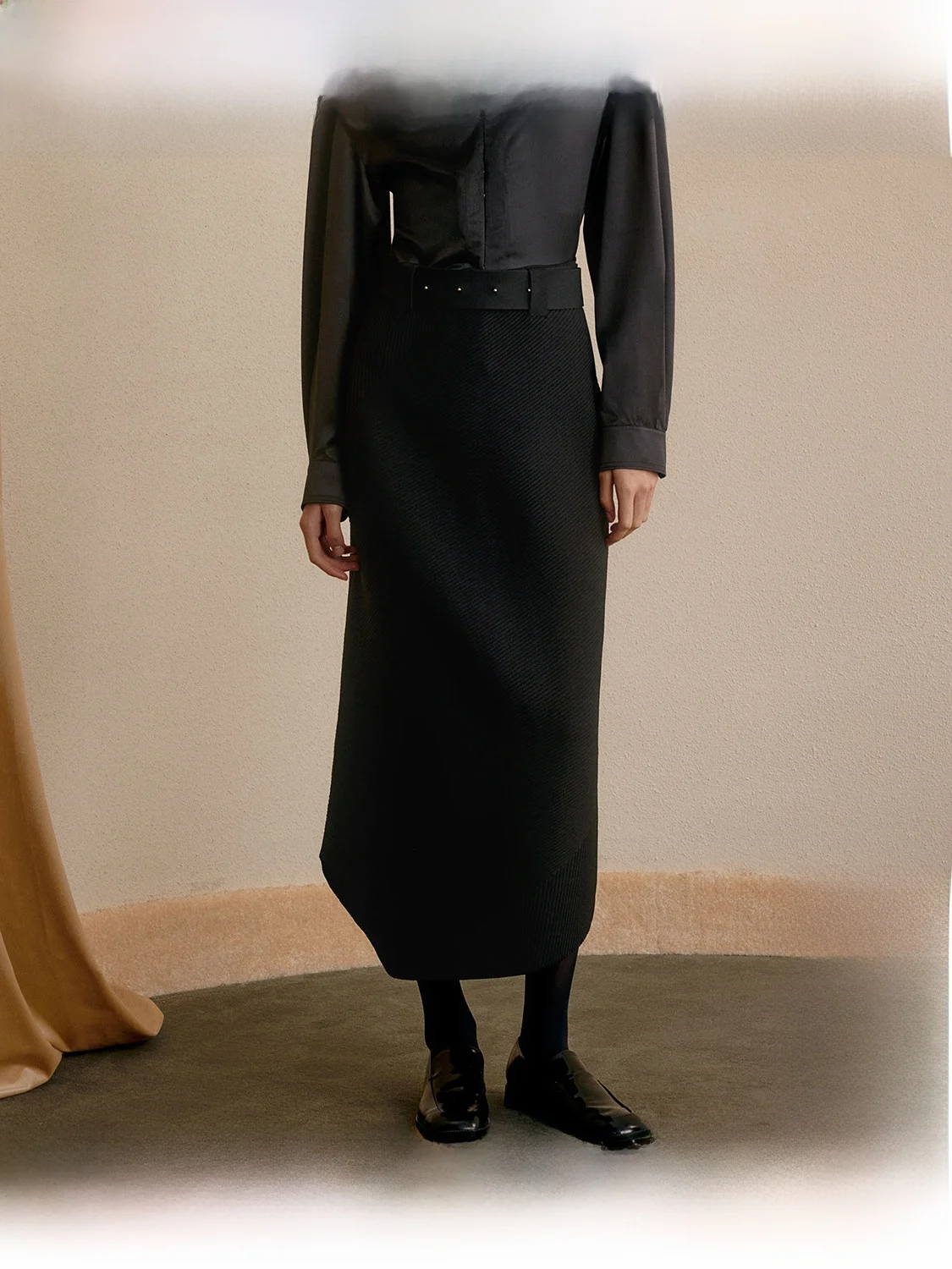 

Элегантная вязаная белая длинная юбка с драпировкой, прямого кроя, с высокой талией, для офиса, осенняя модная женская юбка премиум-класса