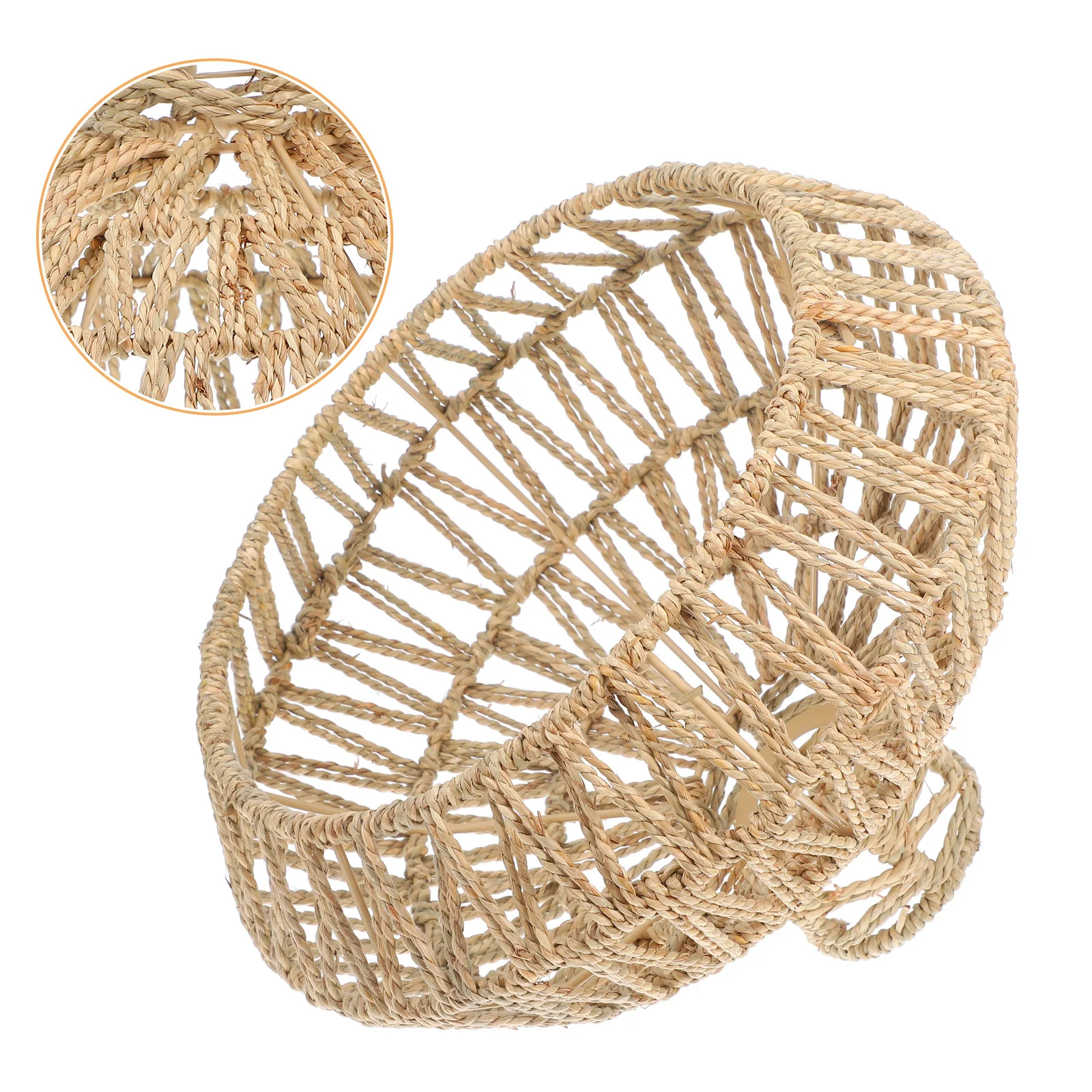 

Rustic Handwoven Straw Rope Pendant Lampshade for Bedroom Cafe Woven Basket Lamp Shade Boho Ceiling Light Cover