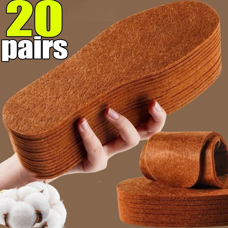 

1-20pairs Wool Felt Insoles for Shoes Winter Warm Thermal Socks Liner Breathable Wicking Anti Odor Trimmable Insoles Shoes Pads