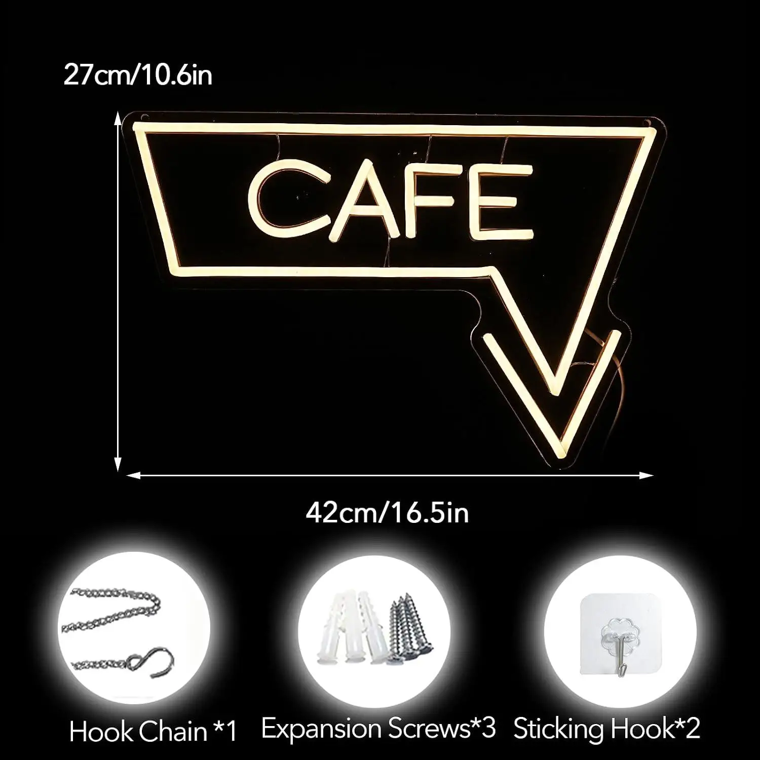 Cafe Arrow Neon Sign USB Dimmable LED Lights For Coffee Shop Bistro Restaurant Kitchen Store Window Wall Decoration Holiday Gift