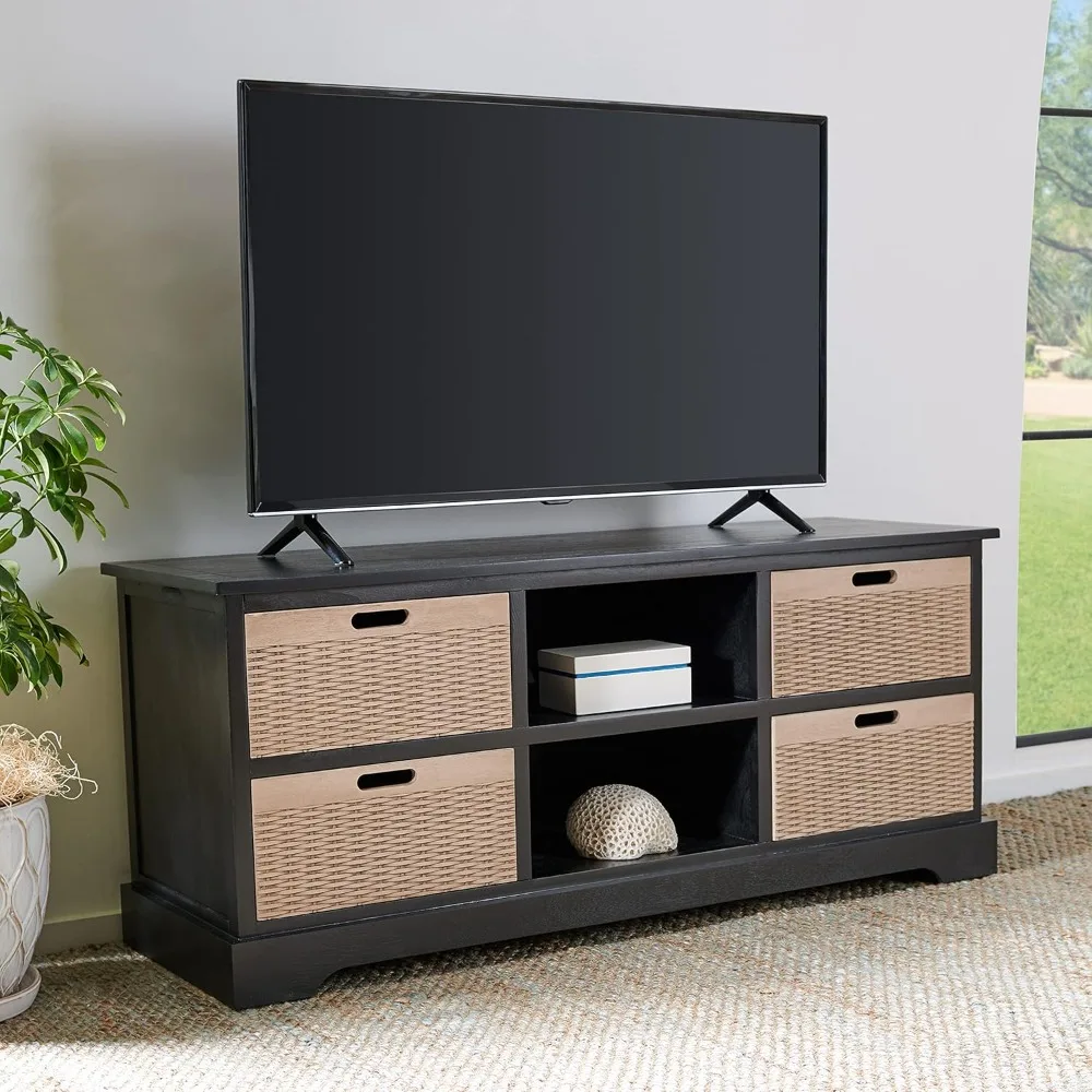 Black Home Collection Landers 4-Drawer Media Stand (up to 55-inch Flat Screen TV), 47.3