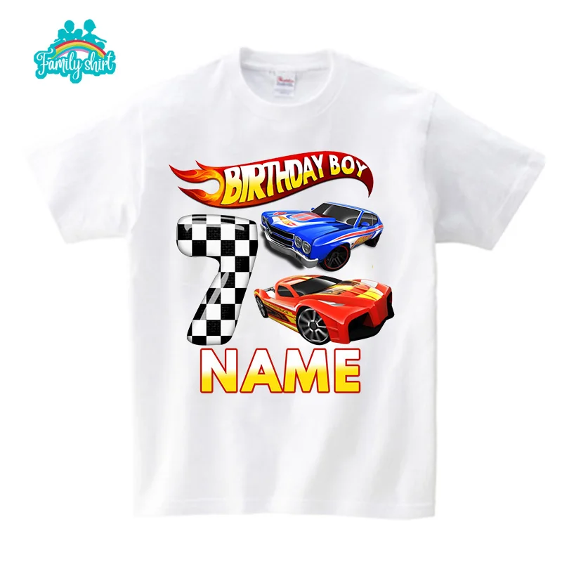 Boys Racing Birthday T Shirt 3 Year Old 2nd T Shirt Kids Shirts for Children Party 2022 Summer Custom Name Toddler Baby T Shirts