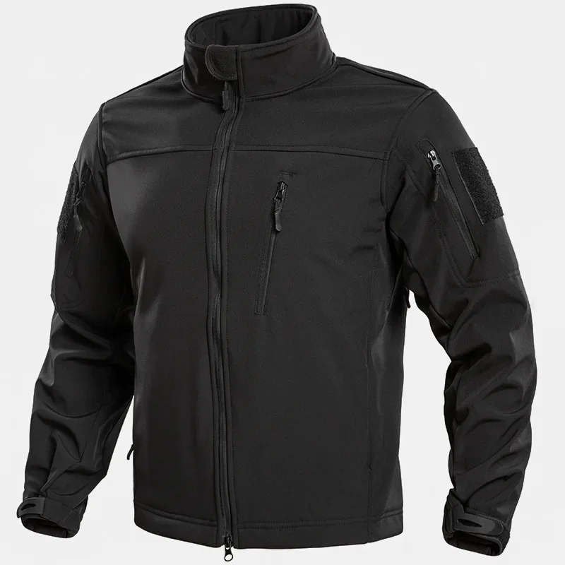 Men's Tactical Jacket Windproof Waterproof Outdoor Coat Fleece Lined Stand Collar Mountain Climbing Windbreaker Hiking Parka