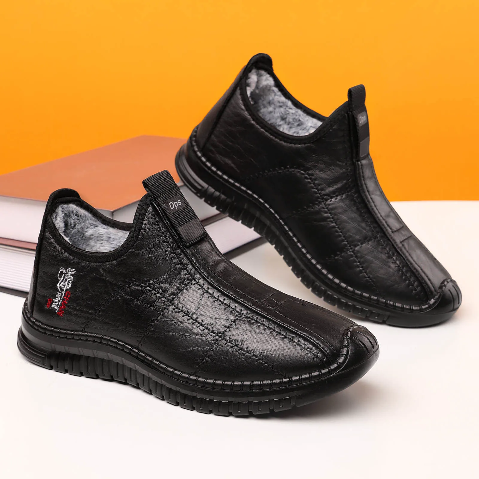 Men's Winter Cotton Boots New Cross border Plush Thickened Warm Middle aged and Elderly Dad Shoes Anti slip Casual Shoes