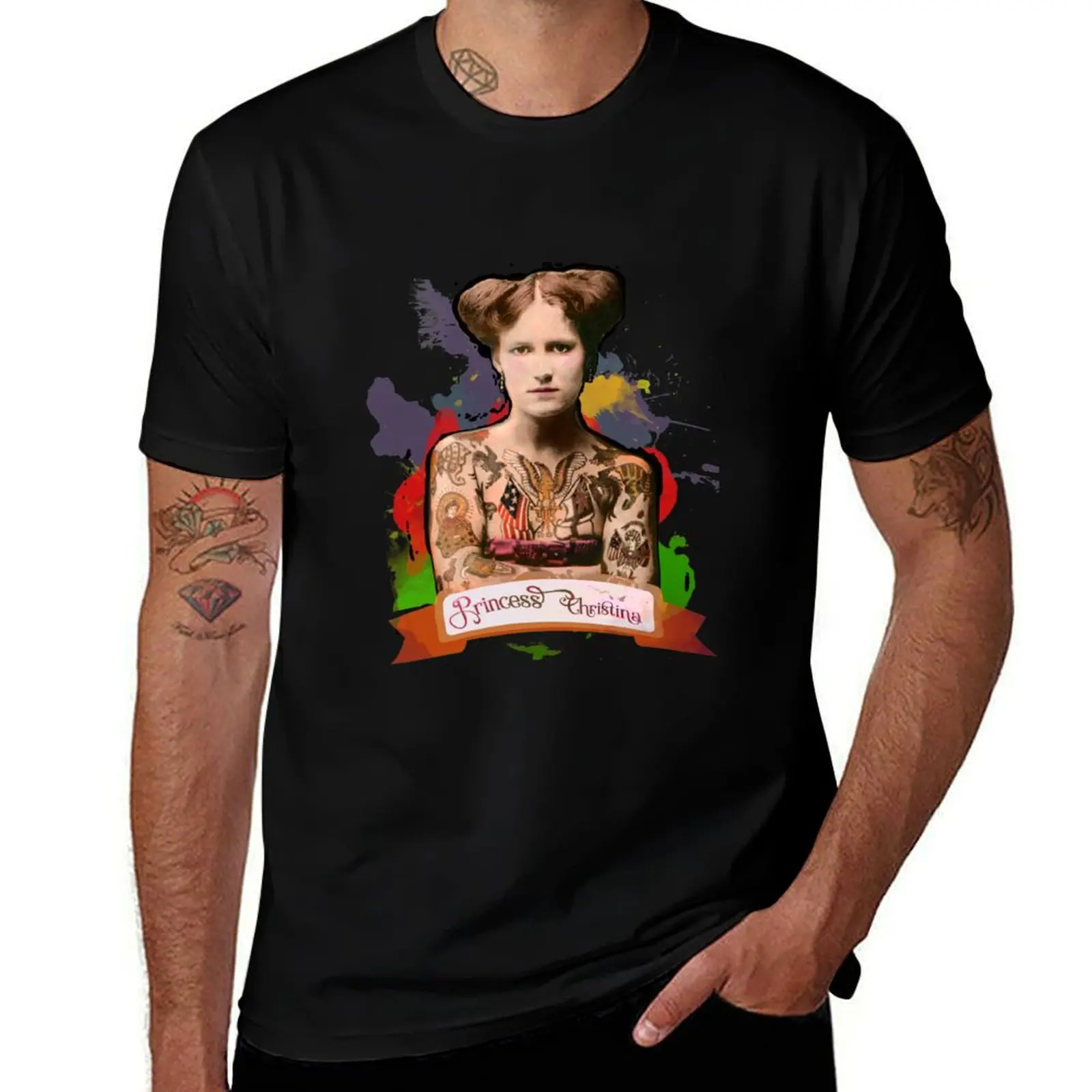 

Princess Christina (The Tattooed lady) - The Britannia Panopticon T-Shirt man clothes t shirt men 100℅ cotton