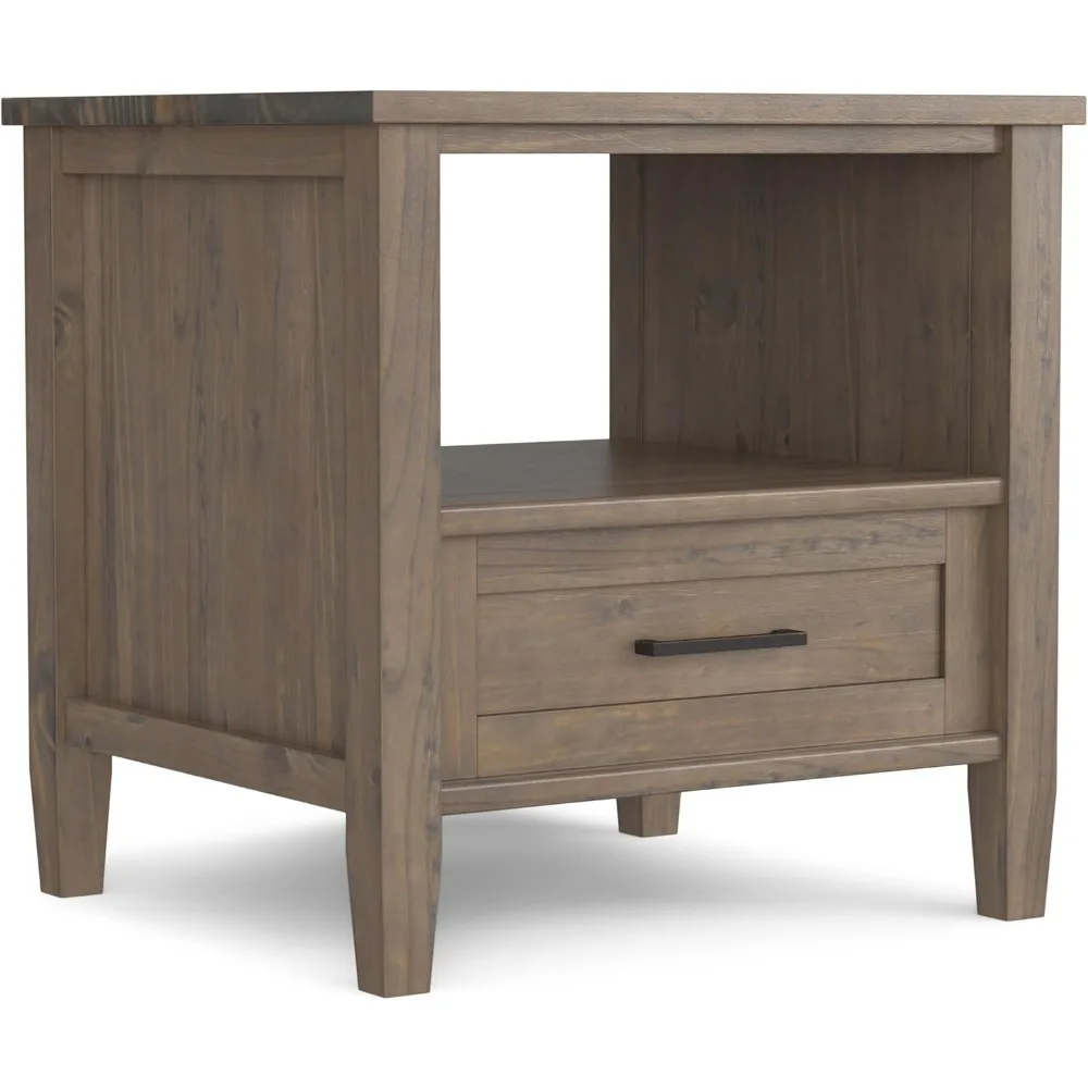 

Ela SOLID WOOD 20-дюймовый широкоугольный переходной торцевой столик дымчато-коричневого цвета для гостиной и спальни