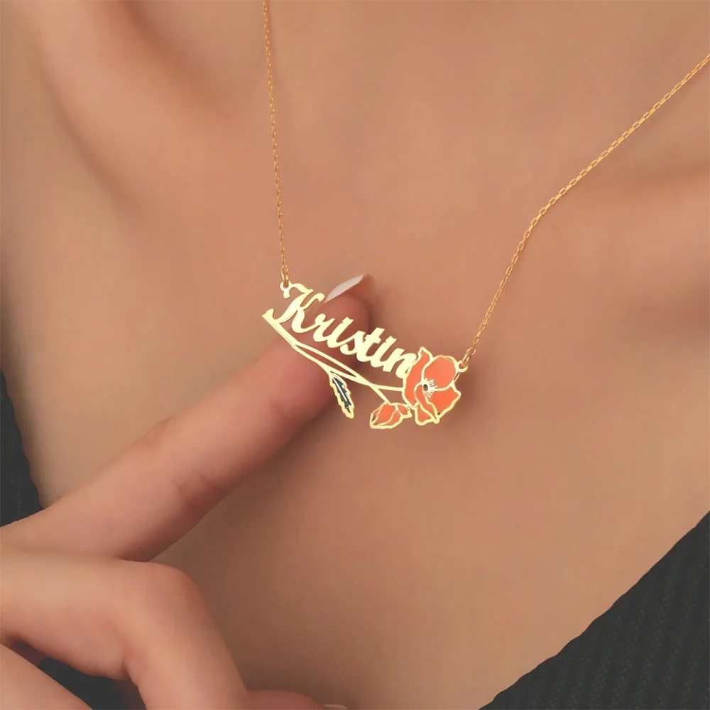 Kalung Nama Bunga Kelahiran Wa - Name Necklace Custom ulasan dan harga