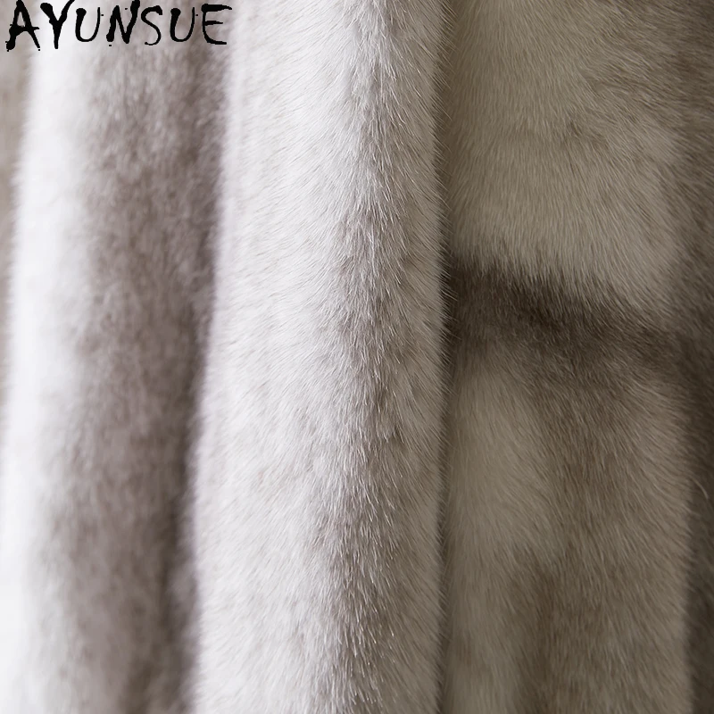 AYUNSUE Giacca invernale in pelliccia di visone naturale Donna Girocollo Giacche in vera pelliccia per abbigliamento donna Visone intero di alta qualità Шуба Ж Dön......