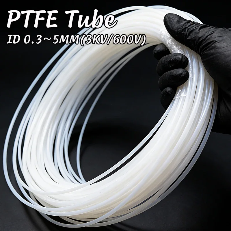 1/2/3/5/10M, 0.3mm~5mm Inner Diameter, White PTFE Capillary, Acid And Alkali Resistant, Anti-aging Precision Instrument Adapter