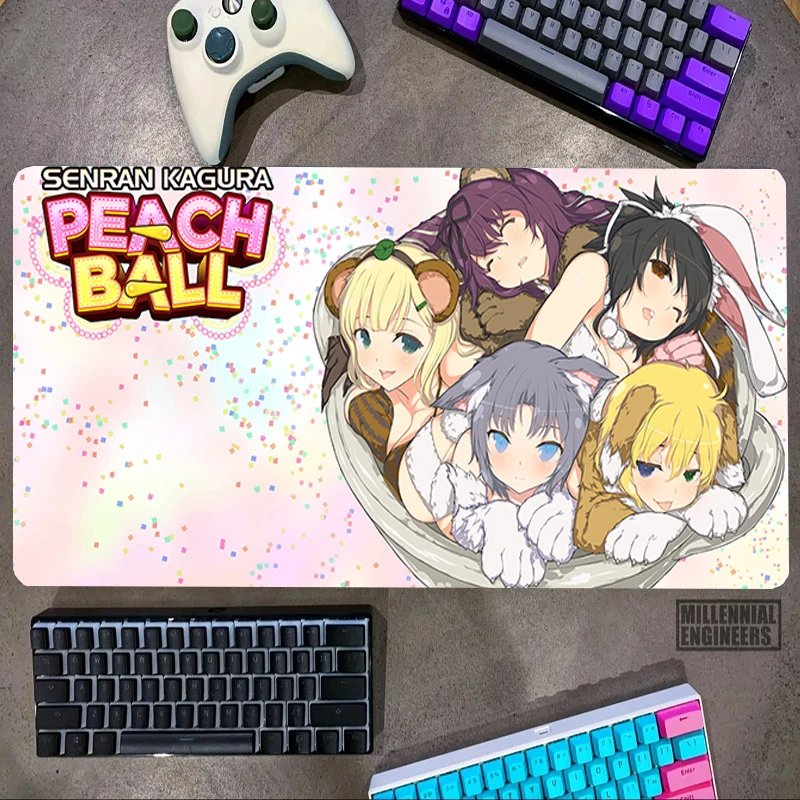 Game SENRAN KAGURA Peach Ball Mouse Pad Keyboard Mousepad Gamer Desk Mat Big Mousepepad Office Accessories Gaming Mats Extended