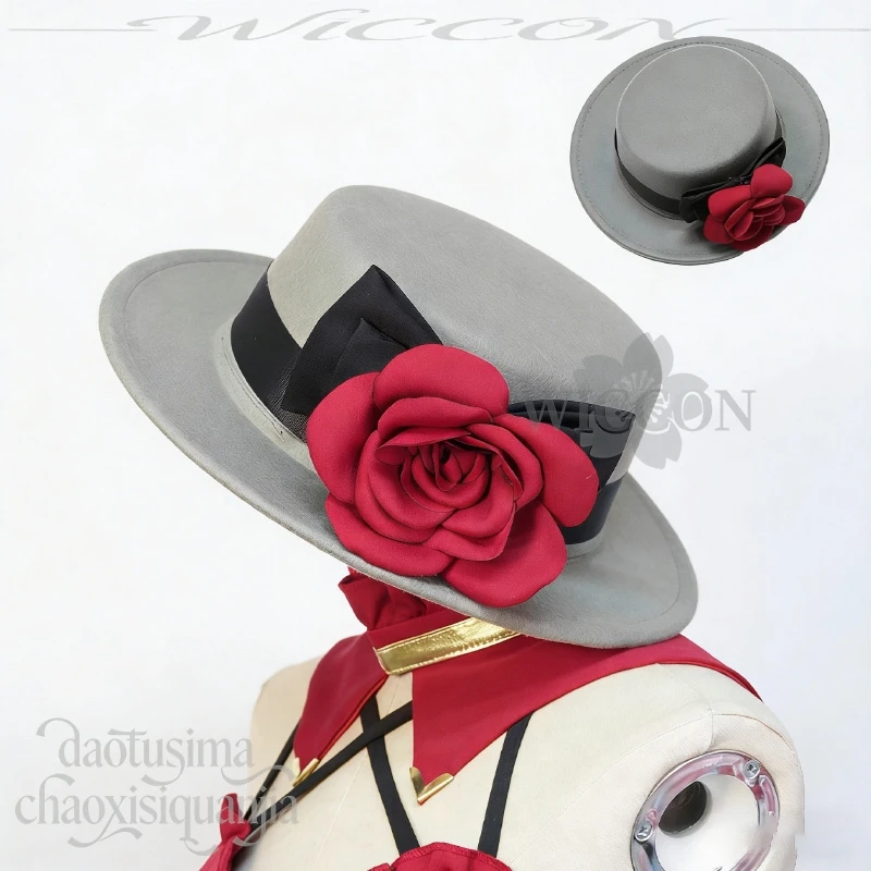 Аниме-игровой проект Sekai Косплей Mikkuu Зимняя рождественская вечеринка Вечернее платье без рукавов Готическая красная шляпа с цветком Лолиты Лук Хэллоуин