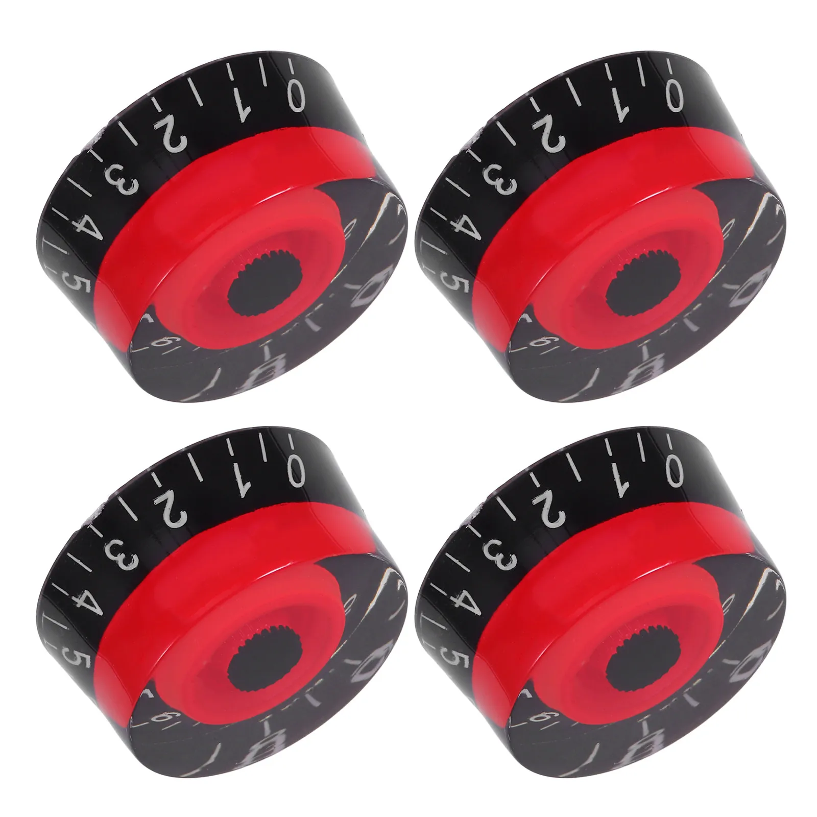 4Pcs Acrylic Knobs Control Amplifier Effect Pedal Guitar Bass Replacement Suitable for Split Shaft Import Shaft Black Red