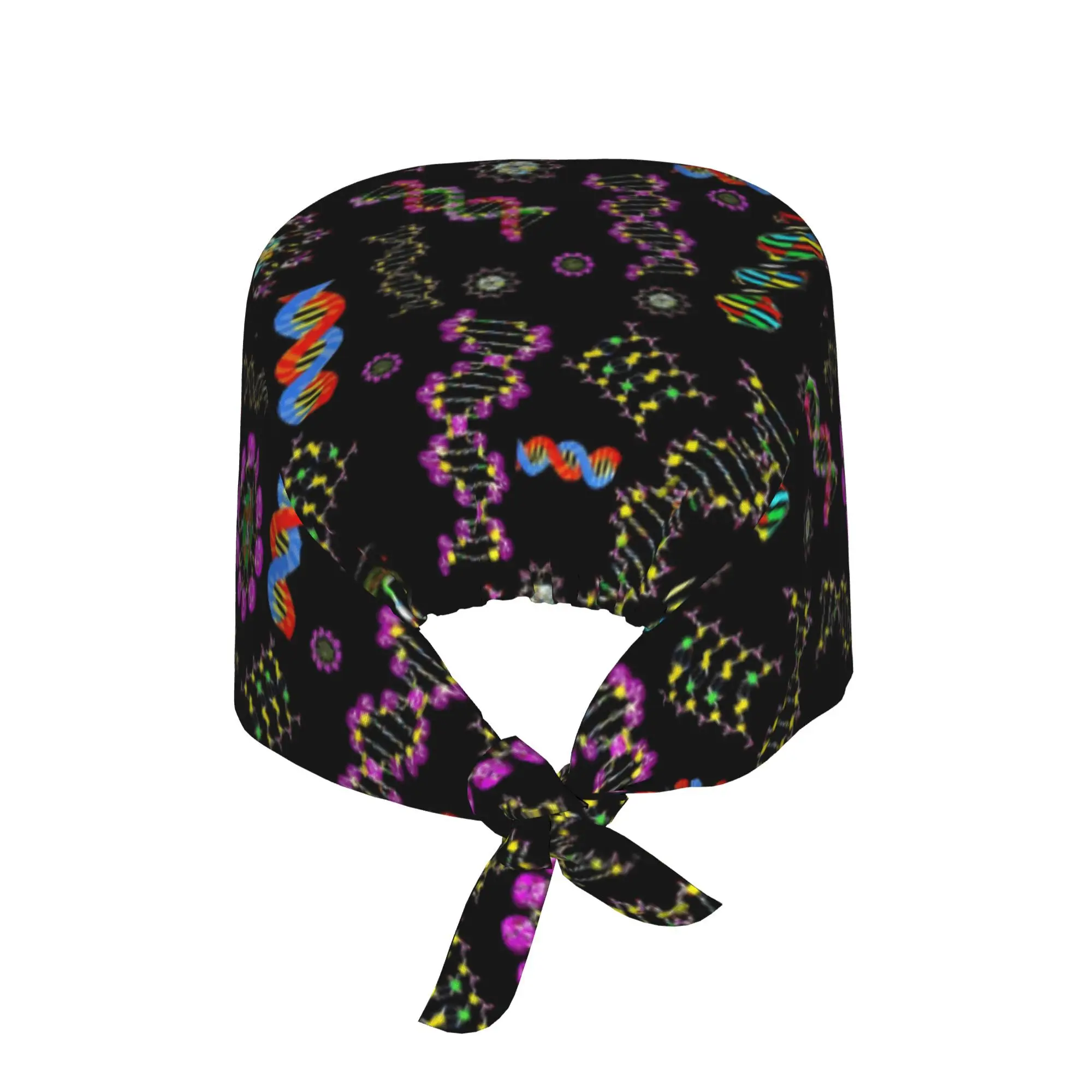 DNA Double Helix Science Work Cap Adjustable Lightweight Lab Coat Accessory with Color Coded DNA Molecule Pattern