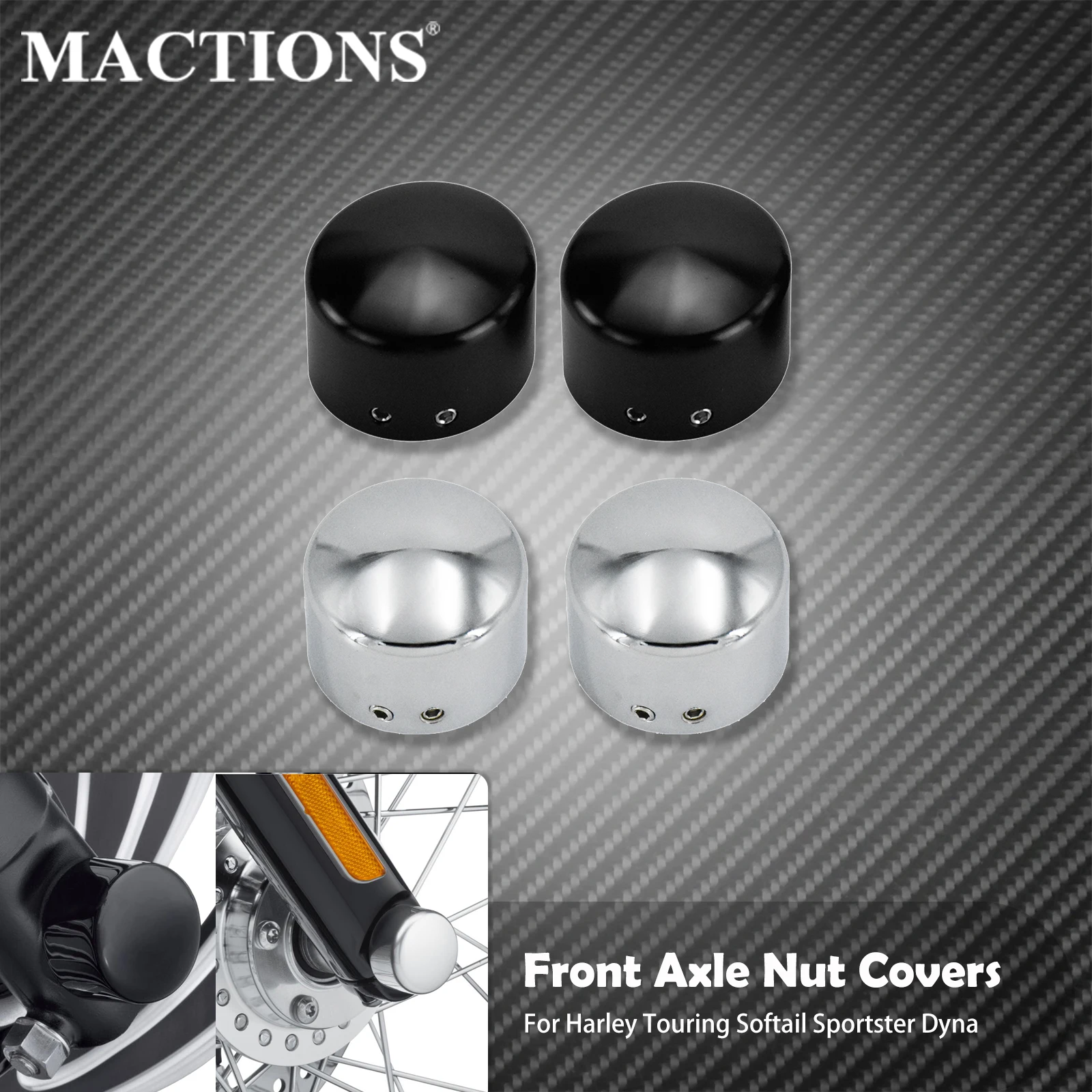 2PCS Motorcycle Front Axle Nut Cover Bolt Aluminum Caps For Harley Sportster XL Touring Electra Street Glide Softail Dyna VRSC