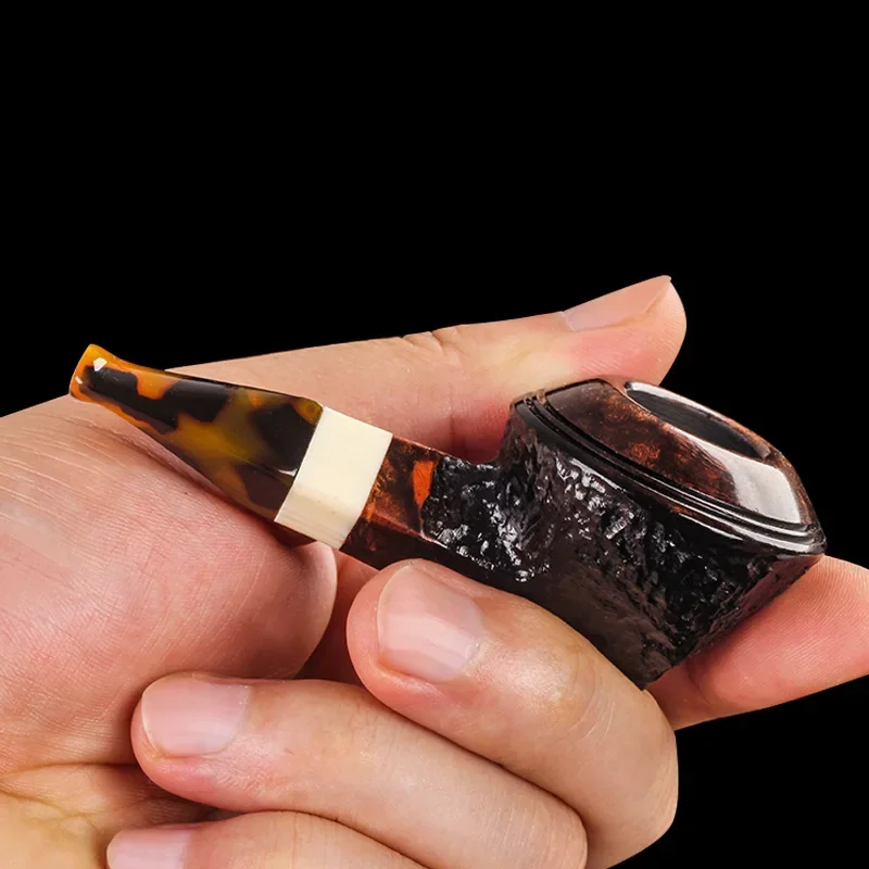 

Black Oak Wood 3mm Filter Cut Tobacco Pipe Retro Gentleman Bent Type Handle Handmade Smoking Pipe with Gift Accessory