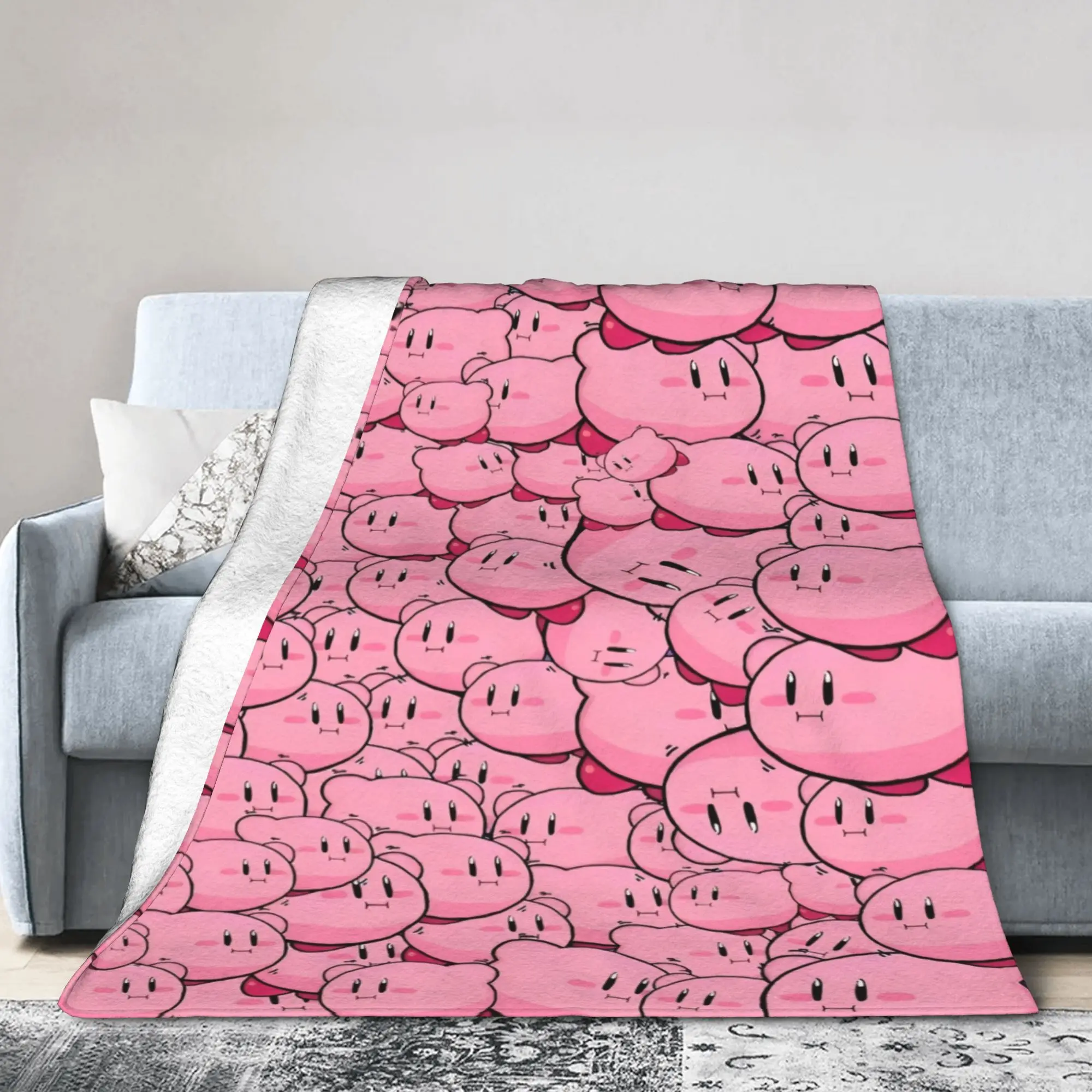 K-Kirbys Cartoon Stars Kawaii Blanket Quality Warm Soft  Throw Blanket Winter Adult Couch Chair Sofa Bed Comfortable Bedspread