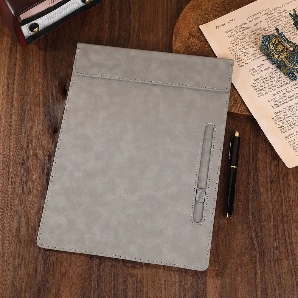 Document Holder PU Leather File Folder a4 with Pen Insert Paper Folder Durable Waterproof Writing Clipboard Teacher